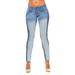 Classic Skinny Jeans for Women Slim Fit Stretch Stone Washed Jeans Plus Size 16 / Varsity Blue Denim