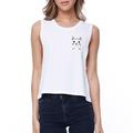 Meow Pocket Cat Crop Tee Girl's Sleeveless Shirt Junior Tank Top