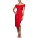 Alex Evenings Womens Ruched Off-The-Shoulder Cocktail Dress Red 8