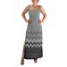 Peach Couture Womens Boho Maxi Striped Chevron Print Scoop Neck Tank Dress (Grey, Large)