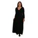 24/7 Comfort Apparel Women's Plus Size V-Neck Long Sleeve Maxi Dress
