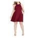 SPEECHLESS Womens Maroon Cut Out Bowtie Sleeveless Halter Above The Knee Fit + Flare Dress Size 20