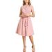 Allegra K Women's Sleeveless Notched Lapel Belted Business Midi Shirt Dress