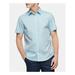 CALVIN KLEIN Mens Light Blue Short Sleeve Classic Fit Button Down Casual Shirt L