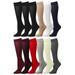 12 Pairs Women Trouser Socks with Comfort Band Stretchy Spandex Opaque Assorted Color