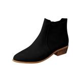 Avamo Womens Pointed Toe Ankle Boots Block Mid Cuban Heel Ladies High-quality Shoes