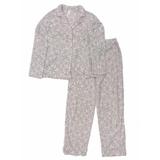 Womens Ivory & Gray Snowflake Fleece Pajamas Button Front Sleepwear Set