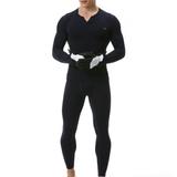 2PCS Men Winter Thermal Underwear Fleece Lining Thick Warm V Neck Long Sleeve Top Pants Long Johns Set