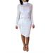 Sunisery Women's Mini Dress Long Sleeve Bodycon High Neck Club Party Mini Dress