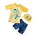 CVLFE USA Baby Boys UV UPV Sun Protection Swim Suit 1-8Y Toddler Rash Guard Costume Swimwear Swimsuit Tops With Swim Trunks Shorts Bottoms+Cute Hat Beachwear Swimming Costume Bathing Suit