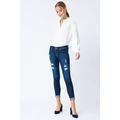 Kan Can Women's Low Rise Ankle Skinny Jeans - Distressed - KC6050