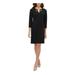 TOMMY HILFIGER Womens Black Embellished Zippered 3/4 Sleeve Jewel Neck Above The Knee Sheath Party Dress Size 10