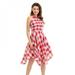 Plaid Shirt Dress Leisure Vintage Dresses Summer Women Sleeveless Casual Button Dress Knee-Length Robe