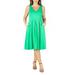 24seven Comfort Apparel Sleeveless Midi Plus Size Fit and Flare Pocket Dress, P0116181, Made in USA