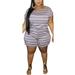 Avamo Plus Size Summer Loose Jumpsuit Rompers For Women Ladies Elastic Waist Pockets Shorts Playsuit Holiday Party Casual Rompers Playsuit Size XL-5XL