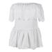 S/M Fit Classic White Peplum Flare Laced Hem Off Shoulder Mini Dress