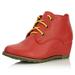 Women's Lace Up Oxford Wedge Booties Ankle Shoes Fall Winter Comfort Fashion Round Toe Boots for Women Red,pu,7.5, Shoelace Style Yellow