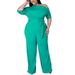 UKAP Women Plus Size One Piece Suit Off Shoulder Short Sleeve Flare Long Pants Jumpsuit with Belt Casual Loose Rompers