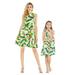 Matching Hawaiian Luau Mother Daughter Fit and Flare and Round Neck Dresses in Tropical Patterns
