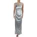 Adrianna Papell Womens Embellished Mesh Inset Evening Dress