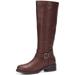 CAMEL WB140 Women's Mid Calf Knee High Boots Classic Round Toe Low Heel Riding Boots, Brown Size 9