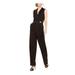 VINCE CAMUTO Womens Black Embellished V Neck Jumpsuit Size 10