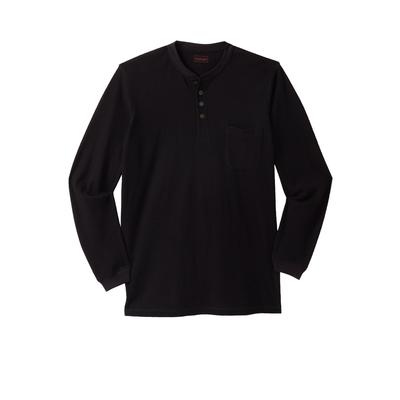 Men's Big & Tall Thermal Pocket Longer-Length Henley by Boulder Creek in Black (Size 2XL) Long Underwear Top
