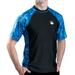 Aqua Design Mens Short Sleeve Rash Guard Shirt: Surf Swim Rashguard Shirts: Royal Ripple/Black size X-Small