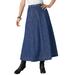 Plus Size Women's Invisible Stretch® Contour A-line Maxi Skirt by Denim 24/7 in Medium Wash (Size 28 W)