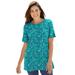 Plus Size Women's Perfect Printed Short-Sleeve Crewneck Tee by Woman Within in Waterfall Lovely Ditsy (Size 3X) Shirt