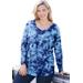 Plus Size Women's Washed Thermal V-Neck Tee by Woman Within in Navy Tie-dye (Size 22/24) Shirt