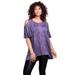 Plus Size Women's Cold-Shoulder Ultra Femme Tunic by Roaman's in Violet Batik Diamonds (Size 12) Long Shirt