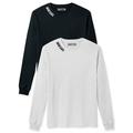 Daxton Premium Montana Men Long Sleeves T Shirt Ultra Soft Medium Weight Cotton, 2Pk Black White White Black 1XL