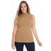 Plus Size Women's Fine Gauge Mockneck Sweater by Jessica London in Soft Camel (Size 22/24) Sleeveless Mock Turtleneck