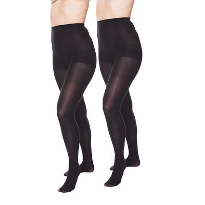 Plus Size Women's 2-Pack Opaque Tights by Comfort Choice in Black (Size C/D)