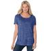 Plus Size Women's Marled Cuffed-Sleeve Tee by Woman Within in Dark Navy Marled (Size 2X) Shirt