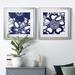 Red Barrel Studio® Indigo Floral Katagami I - 2 Piece Picture Frame Graphic Art Print Set Paper in Black | 17.5 H x 35 W x 1.5 D in | Wayfair