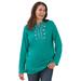Plus Size Women's Embroidered Thermal Henley Tee by Woman Within in Waterfall Vine Embroidery (Size 2X) Long Underwear Top