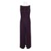 London Times Boat Neck Sleeveless Embellished Bodice Zipper Back Lace Jersey Jumpsuit-EGGPLANT