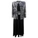 Jessica Howard Women's Fit & Flare Midi Dress & Printed Jacket (4P, Black/Ivory)