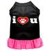 Mirage Pet 58-09 XLBPBPK I Heart You Screen Print Dress, Black with Bright Pink - Extra Large 16