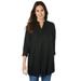 Woman Within Women's Plus Size Three-Quarter Sleeve Tab-Front Tunic