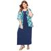 Plus Size Women's Coneflower Maxi Jacket Dress by Catherines in Teal Floral Navy (Size 0X)
