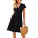 Atralife Dress Women Summer Party Dress V-Neck Casual Short-Sleeved Skirt