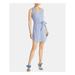 RACHEL ROY Womens Blue Belted Striped Sleeveless V Neck Mini Sheath Dress Size 10