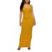 Sexy Sleeveless Bodycon Tank Dress for Women Summer Scoop Neck Solid Color Dress Casual Beach Club Party Long Dress