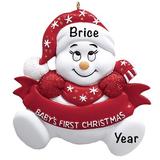 The Holiday Aisle® Baby's 1st Christmas Snowbaby Hanging Figurine Ornament Plastic in Red/White | 3.75 H x 3.5 W x 0.5 D in | Wayfair