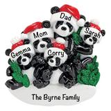 The Holiday Aisle® Panda Family of 5 Hanging Figurine Ornament Plastic in Black/Green/Red | 4.1 H x 3.6 W x 0.5 D in | Wayfair