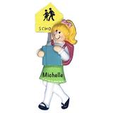 The Holiday Aisle® School Girl Hanging Figurine Ornament Plastic in Blue/Green/Yellow | 4.5 H x 2 W x 0.5 D in | Wayfair