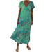 Bescita Womens V Neck Short Sleeve Classic Dress for Women's Ruffle Flowy Sundress for Women's Long Dress for Women